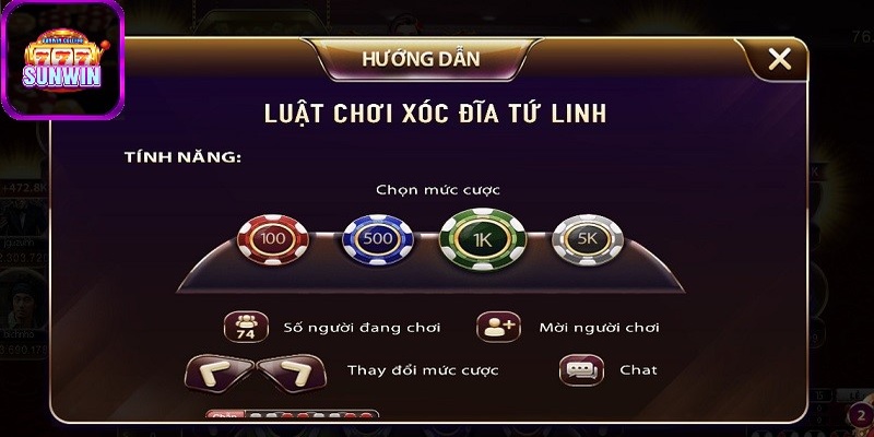 Quy tắc chơi xóc đĩa Tứ Linh SUNWIN cơ bản